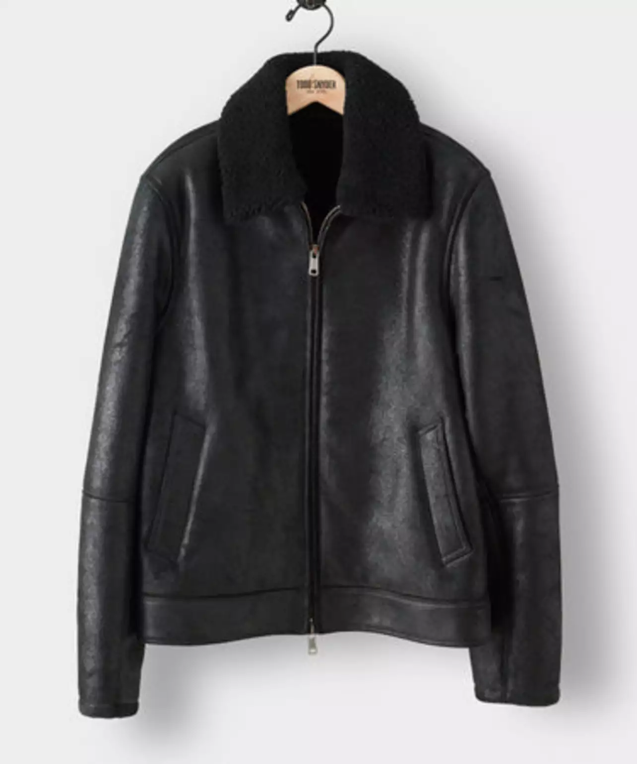 TODD SNYDER 黒 レザー ジャケット Rodeo – Todd Snyder - Italian Shearling Leather Aviator Jacket in