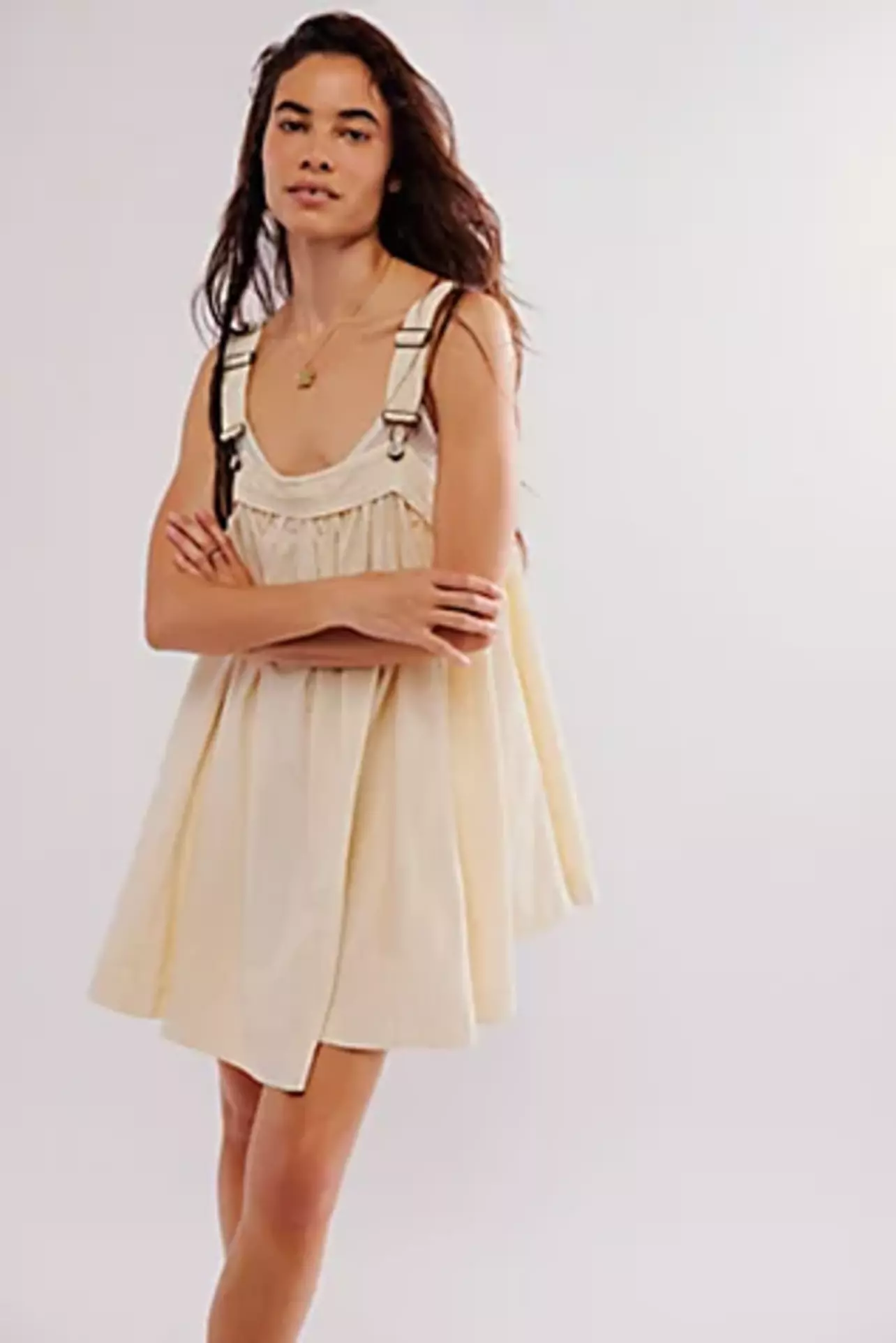 women's white mini dress White Mini Dress Gathered Bust