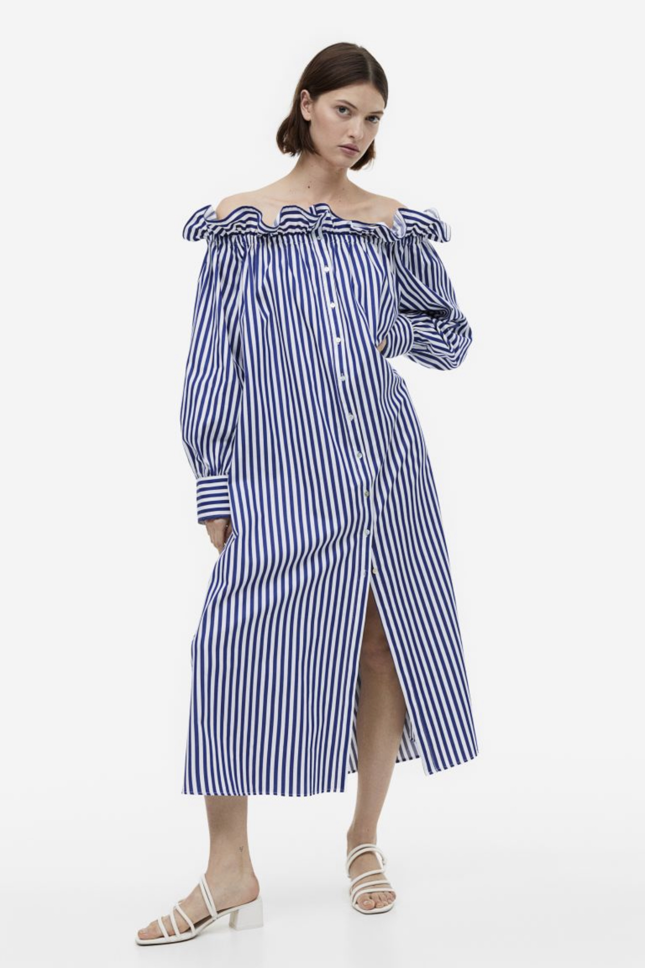 Rodeo  H&M - Off-the-shoulder Dress - Blue/striped - Ladies | H&M US
