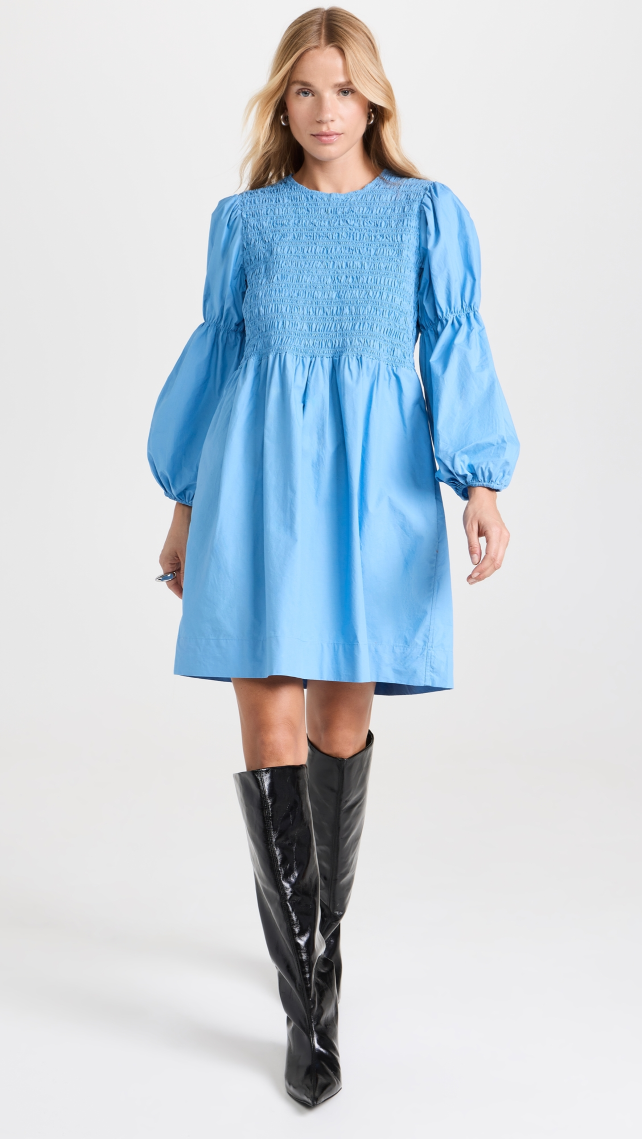 Rodeo Ganni - Cotton Poplin Mini Smock Dress Rodeo Ganni - Cotton Poplin Mini Smock Dress