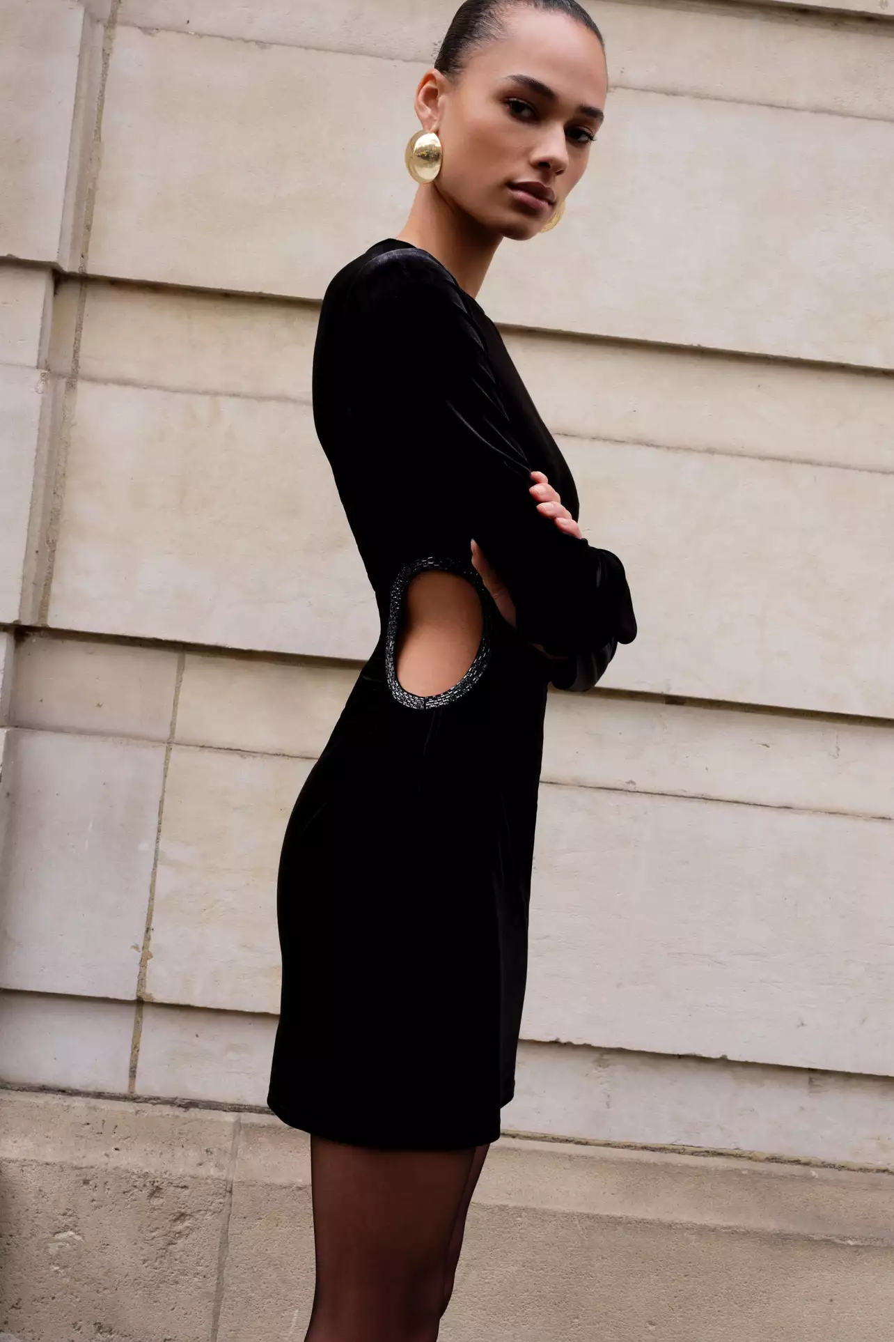 mini black puff dress Emma Open Back Sleeve Dress, / XS Say hello to Priya Open Back Backless Floaty glitter pearls EU/UK Size:8
