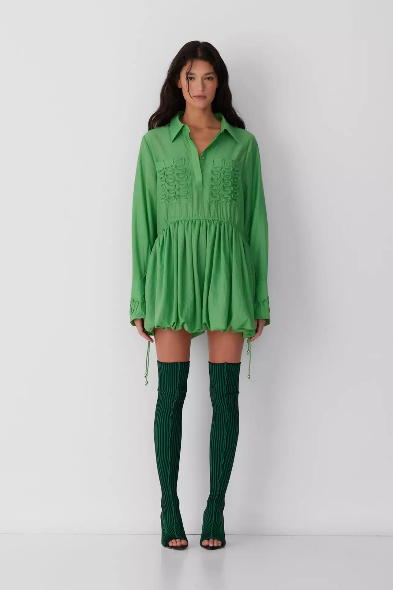 the wolf gang green dress Seren Asymmetric Mini Dress main image 0